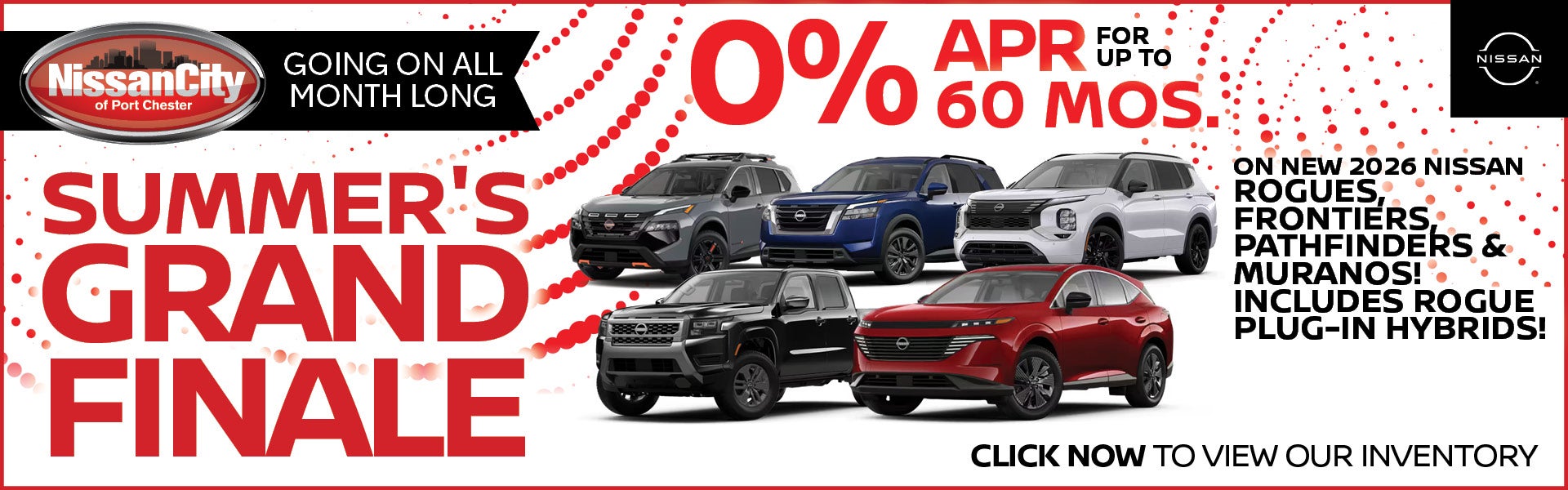 0% APR FOR UP TO 60 MOS. ON NEW 2026 NISSAN ROGUES, FRONTIER