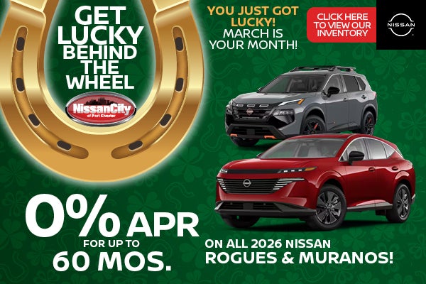 0% APR FOR UP TO 60 MOS. ON ALL 2026 NISSAN ROGUES & MURANOS