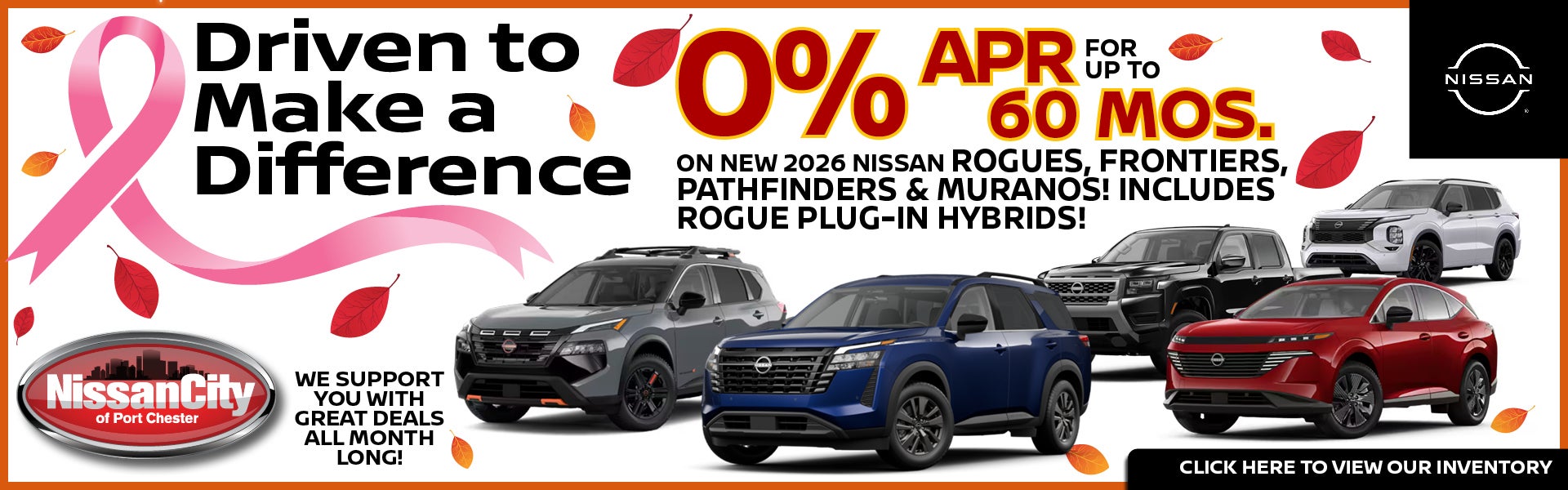 0% APR FOR UP TO 60 MOS. ON NEW 2026 NISSAN ROGUES, FRONTIER